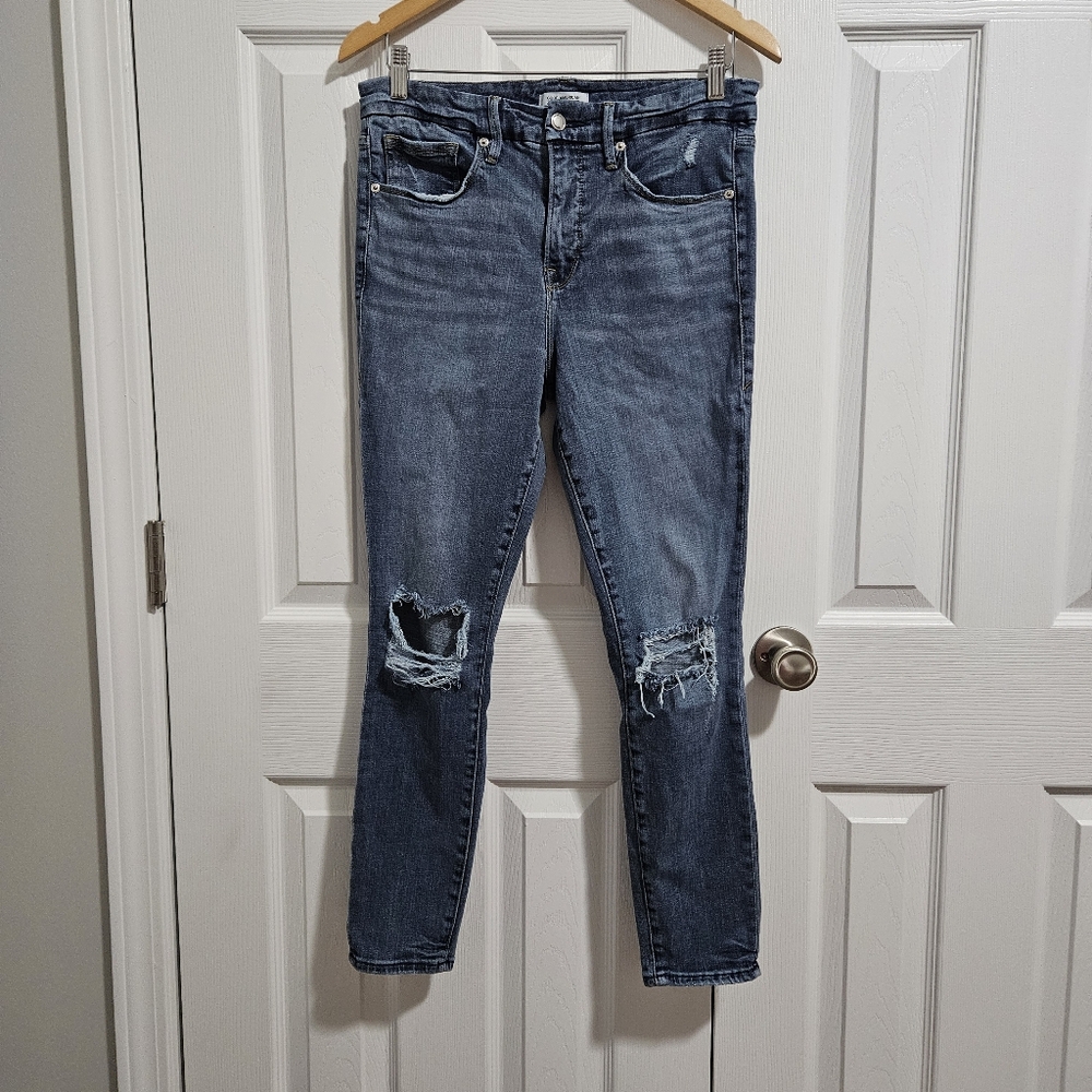 📌3for$10 Good American Blue Distressed Skinny Jeans Size 10/30